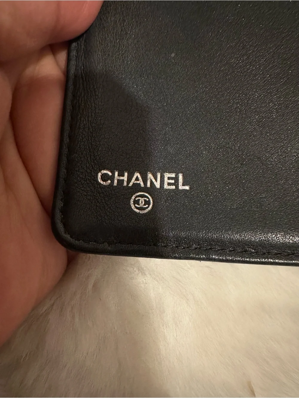 CHANEL Black Leather Zip Pouch